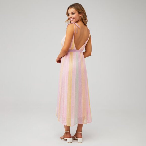 Sundress Cary Marbella Rainbow Pastel Dress Long XS/S Like New Viscose Lurex - Picture 3 of 14